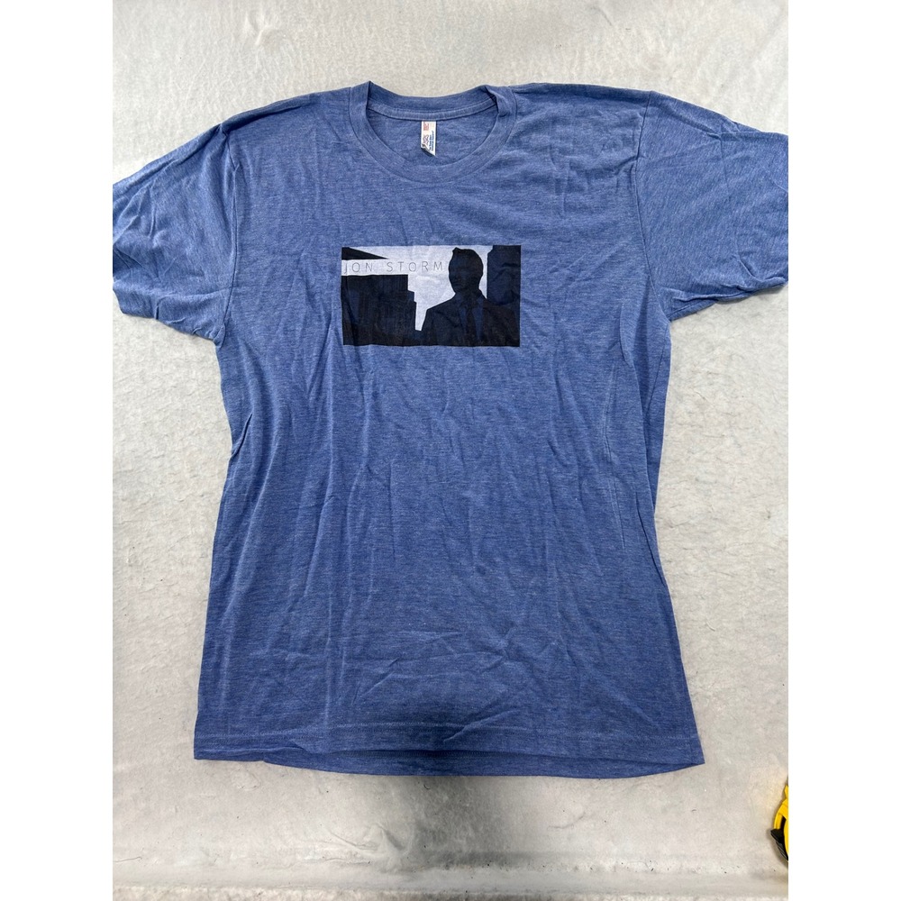 American Apparel Jon Storm Graphic T-Shirt Blue Heather Track Shirt Large L